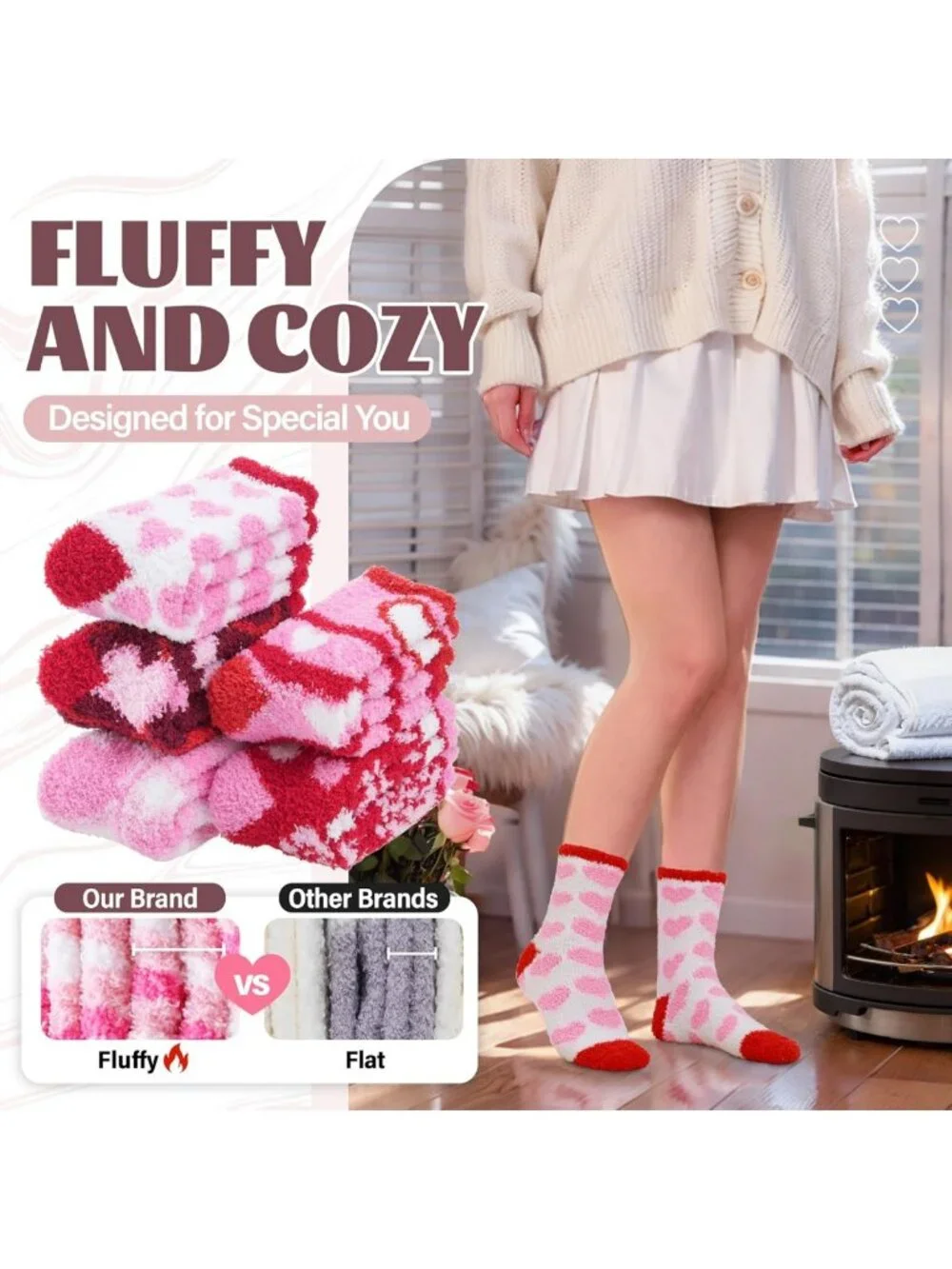 Cozy Fuzzy Winter Socks for Women | Soft Plush Fleece, Thick & Warm, 5 Pairs